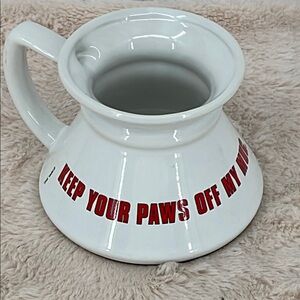 KEEP YOUR HANDS OFF MY MUG White Ceramic Mug with Red Text